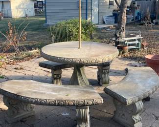 CONCRETE PICNIC TABLE WITH 3 BENCHES