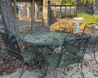 WROUGHT IRON TABLE WITH CHAIRS
