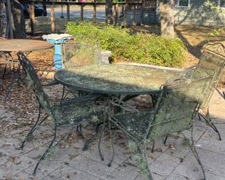 WROUGHT IRON TABLE WITH CHAIRS