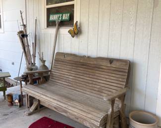 HEAVY WOOD GLIDER, MARSHALL CROCK