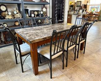 7. Marble Dining Table & 8 Chairs, 38" w x 30 1/2" h x 71 1/2" d, $450