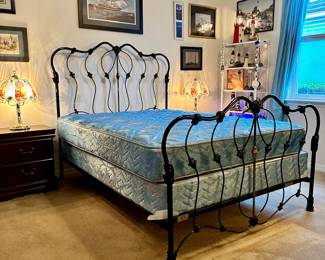 18. Midcentury Model Brass Beds of Virginia (Now Worthen Furniture) Queen Bed Frame, Includes Mattress and Boxspring, 62" w x 62 1/2" h x 84" d, $950. Bed frames retail for over $4500