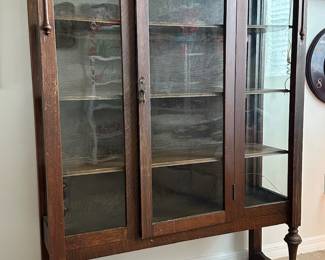 5. Early 20th Century Front Display Curio Cabinet (cracked glass on bottom left side), 45" w x 62 1/2" h x 14" d, $225