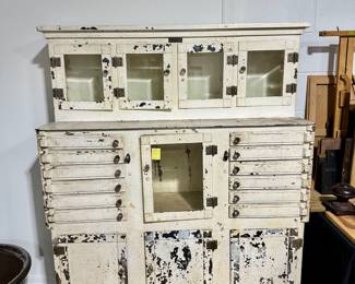 22. Antique Cast Metal Chippy Paint Aseptic Dental Cabinet by Lee S. Smith & Son Co, 48 1/4" w x 60 1/2" h x 15 1/4" d, $995