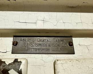 22. Antique Cast Metal Chippy Paint Aseptic Dental Cabinet by Lee S. Smith & Son Co, 48 1/4" w x 60 1/2" h x 15 1/4" d, $995