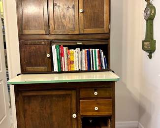 14. Antique Oak Hoosier Cabinet, 40" w x 72" h x 26" d, $325