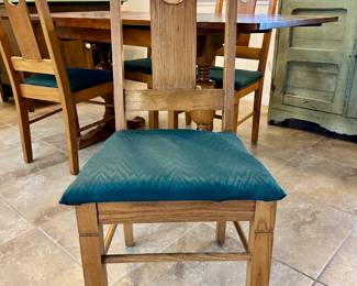 15. Antique English Pub Table w/ 4 chairs, 41 1/2" w x 29 1/2" h x 30" d expands to 65 3/8" d, $350