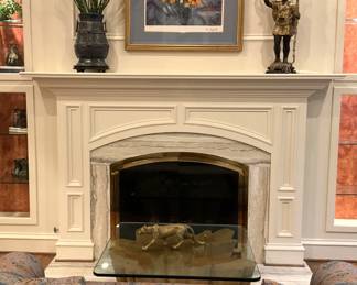 Framed art; Blackamoor candelabra