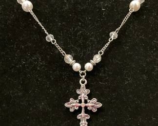 Cross necklace (fastener needs repair) - This consigned jewelry will be shown to one person at a time and one piece at a time. (Cash or charge card only!!)