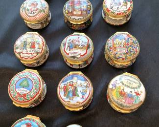 Consigned Christmas Halcyon Days enamel boxes