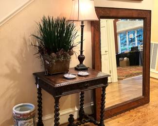 Barley twist table; extra large mirror