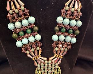 Turquoise with crystals necklace - This consigned jewelry will be shown to one person at a time and one piece at a time. (Cash or charge card only!!)