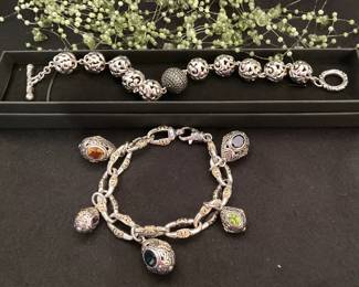 Black diamonds and silver bracelet plus a David Yurman bracelet with mountings with stones - This consigned jewelry will be shown to one person at a time and one piece at a time. (Cash or charge card only!!)