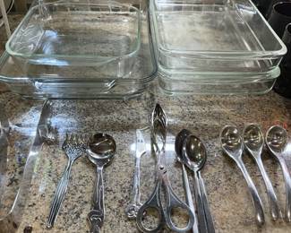 Pyrex and serving utensils