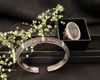 Black diamonds & silver bracelet & ring - This consigned jewelry will be shown to one person at a time and one piece at a time. (Cash or charge card only!!)