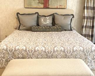 Adjustable king size bed (bedding not including); bed bench