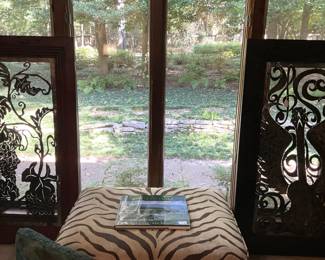 Wall hangings; zebra stool