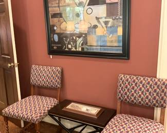 Two of four matching barley twist chairs