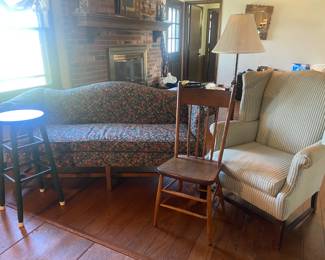 Examples of the wide collection of furniture. Shelving, chairs, stools, desks, headboards, cedar chest, lamps and more available. 