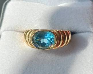 14k gold and blue topaz ring