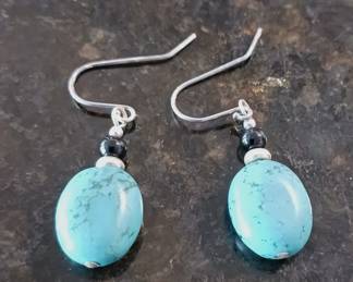 Sterling silver and turquoise drop earrings