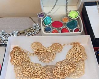 Goldstone chunky necklace and earrings