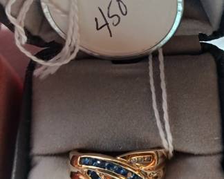 14k gold and sapphire ring. $450