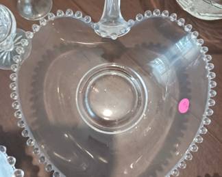 Candlewick heart shaped dish with handle.