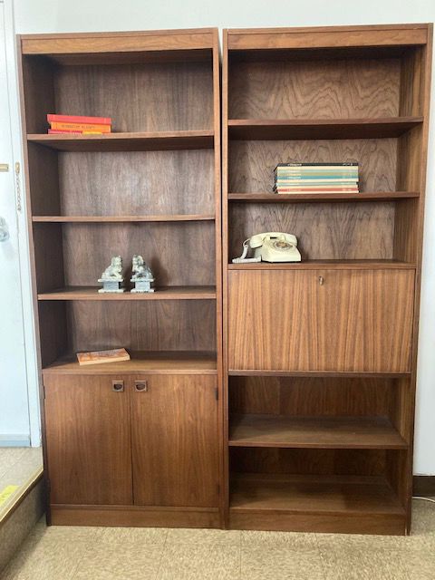 One of  four 1970's bookcases all 33"by 78". 
