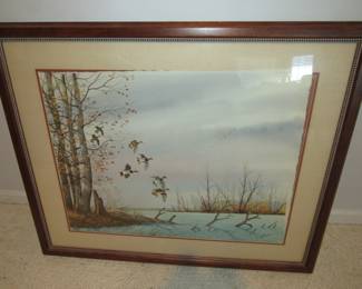 John Latimore art- the print has slipped in the frame/matting. I am leaving it for the new owner to re-set.
