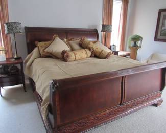 King size bed - matching armoire also available.     Mattress and box spring for this bed are not for sale!                   