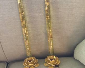 LUCITE CANDLES VERY MID CENTURY