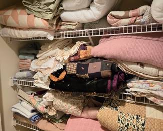 Just a portion of  household linens, more pix to come after sorting and arranging.