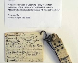 Historic organ key presented to Henry B. Murtagh, the Dean of Organists