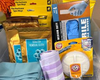 Microfiber cloths + cleaning supplies