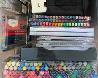 Array of art markers, colored pencils + more
