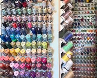 Spools/cones of thread, many unopened.