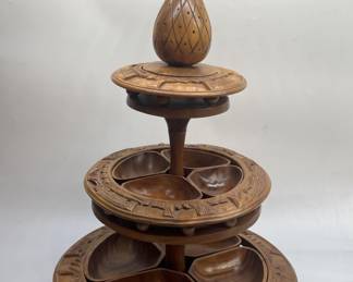 Mid Century Hand Carved Tiki Monkey Pod