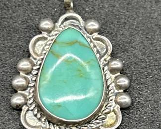 Bell Sterling Pendant with Turquoise, TW 3.86g