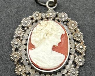 925 Silver Cameo Pendant, TW 8.50g