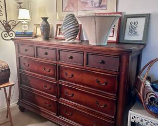 Large wood dresser with 10 drawers (1 of 2)