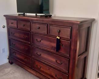 Large wood dresser with 10 drawers (1 of 2)