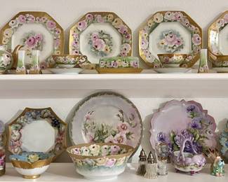 Artistic floral decorative dishware with gold accents