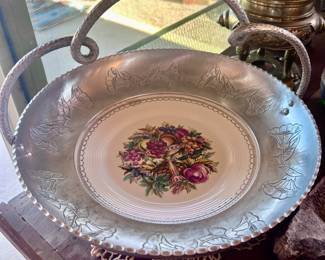 Vintage white gold rimmed plate 