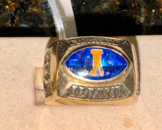 Herf Jones Service Ring for Service, Fighting Ilini Ring, Collegiate Ring, All 10K gold & one on left has a diamond.