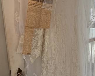 3 wedding dresses - front is lace 1950's