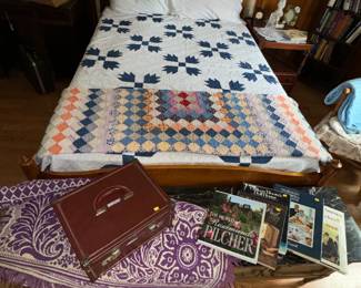 Quilts, marble top coffee table
