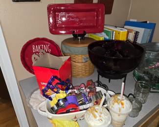 Red Punch Bowl - Cookie Cutters - Ice Bucket - Serving Trays