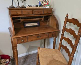 Here is a Picture of Desk Opened with High Back Ladder Back Chair
