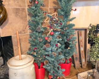Antique Butter Churn - Christmas Trees